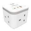 Fellowes Power Cube 3x230v 1xUSB-A 2x USB-C Socket 2m Cable White - 100137166