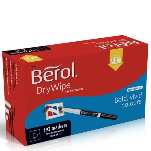 Berol Dry Wipe Whiteboard Pens Fine Tip Black 1984905 - Pack 192