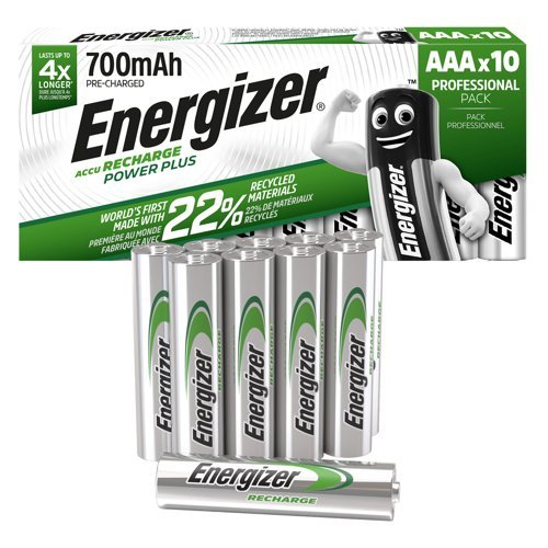Energizer Rechargeable Power Plus AAA Batteries 700mAh 416985 - Pack 10