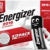 Energizer Lithium CR2016 Coin Cell Batteries (Pack 12) - 453836