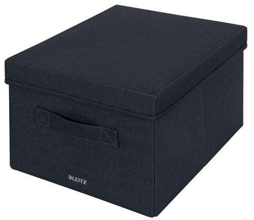Leitz Fabric Storage Box with Lid Medium Grey Pack of 2 - 61440089
