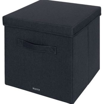 Leitz Fabric Storage Box with Lid Large Grey Pack of 2 - 61450089