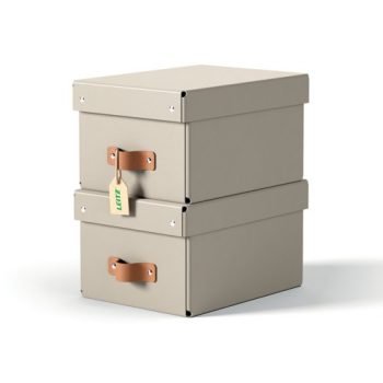 Leitz Puro Storage Box with Lid Small 7L Beige 100% Recycled Card Pack of 2 - 61470012