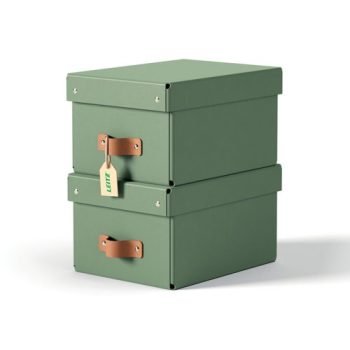 Leitz Puro Storage Box with Lid Small 7L Green 100% Recycled Card Pack of 2 - 61470050