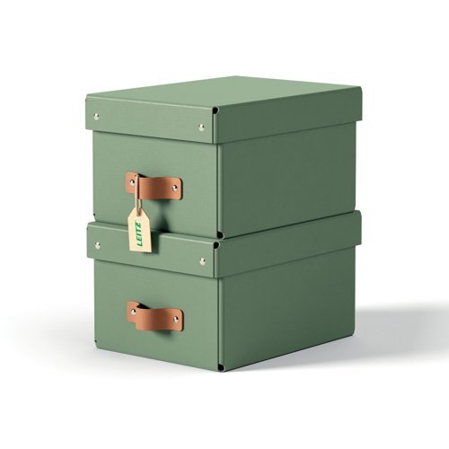 Leitz Puro Storage Box with Lid Small 7L Green 100% Recycled Card Pack of 2 - 61470050