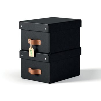 Leitz Puro Storage Box with Lid Small 7L Black 100% Recycled Card Pack of 2 - 61470095