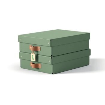 Leitz Puro Storage Box with Lid Medium Low 8L Green 100% Recycled Card Pack of 2 - 61480050