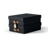 Leitz Puro Storage Box with Lid Medium Low 8L Black 100% Recycled Card Pack of 2 - 61480095