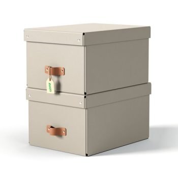 Leitz Puro Storage Box with Lid Medium 17L Beige 100% Recycled Card Pack of 2 - 61490012