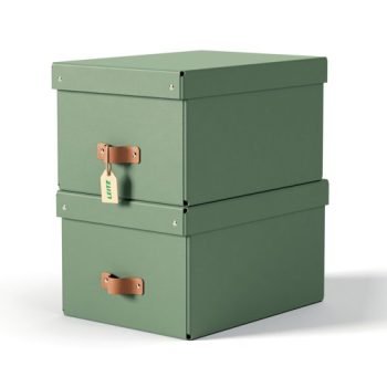 Leitz Puro Storage Box with Lid Medium 17L Green 100% Recycled Card Pack of 2 - 61490050