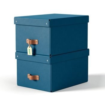 Leitz Puro Storage Box with Lid Medium 17L Blue 100% Recycled Card Pack of 2 - 61490068
