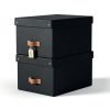 Leitz Puro Storage Box with Lid Medium 17L Black 100% Recycled Card Pack of 2 - 61490095