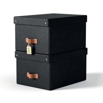 Leitz Puro Storage Box with Lid Medium 17L Black 100% Recycled Card Pack of 2 - 61490095