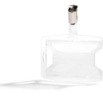 Durable reXycle 1 Card Security Pass ID Badge Holders with Clip made from 70% Recycled PP Clear (Pack 25) - 896119
