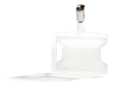 Durable reXycle 1 Card Security Pass ID Badge Holders with Clip made from 70% Recycled PP Clear (Pack 25) - 896119