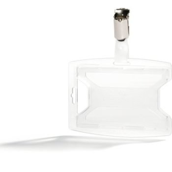 Durable reXycle 2 Card Security Pass ID Badge Holders with Clip made from 70% Recycled PP Clear (Pack 25) - 896219