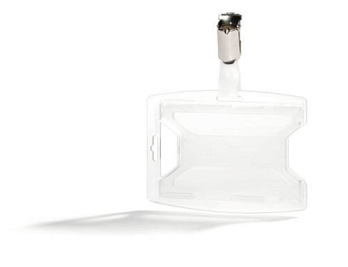 Durable reXycle 2 Card Security Pass ID Badge Holders with Clip made from 70% Recycled PP Clear (Pack 25) - 896219