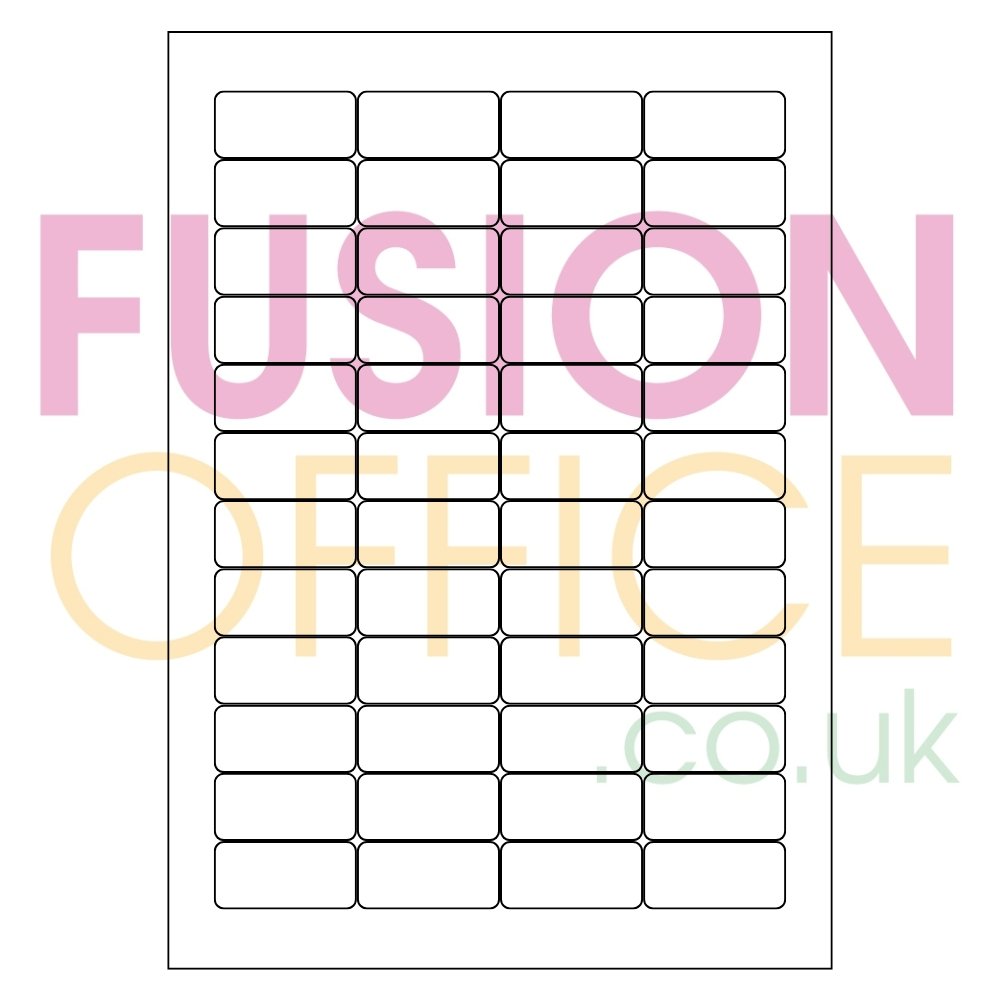A4 White Labels 48 per Page Rounded Corners 48UP - 100 Sheets - Fusion Office UK