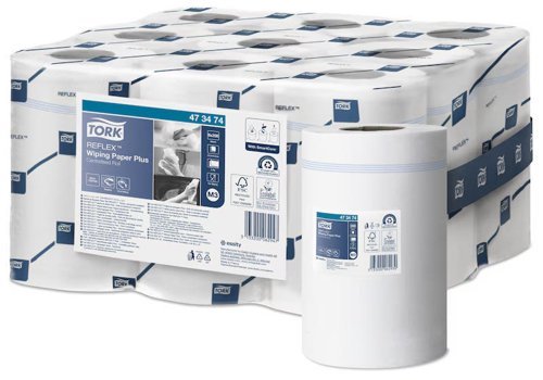 Tork Reflex M3 Multipurpose Wiping Paper Plus 2-Ply White 473474 - Pack 9