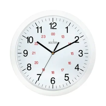 Acctim Metro Quartz 24 Hour Wall Clock 300mm Diameter White - 21162