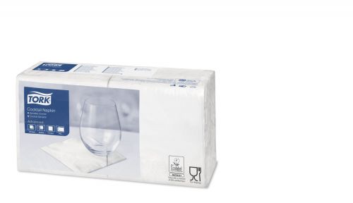 Tork Cocktail Napkins 2-Ply 4 Fold White 477534 - Pack 200