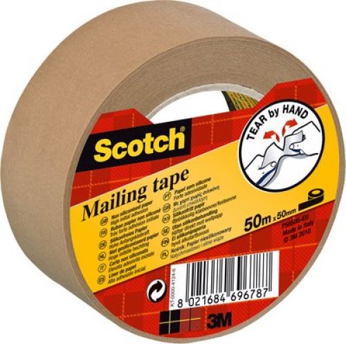 Scotch Paper Mailing Tape 50mm x 50m Brown Roll - 7100301050