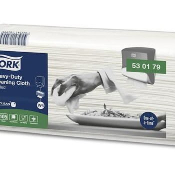 Tork W4 Cleaning Cloths Heavy-Duty Folded 105 Sheets 530179 - Pack 4