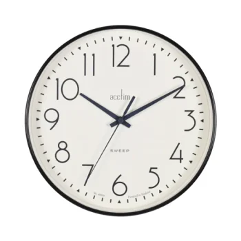 Acctim Earl Quartz Non-Ticking Silent Sweep Wall Clock 250mm Diameter Black - 22563