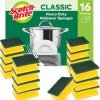 Scotch-Brite Classic Nail Saver Heavy Duty Scrub Sponges Yellow And Green 7100248034 - Pack 16