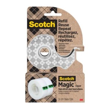 Scotch Stainless Steel Tape Dispenser With 2 Rolls of Magic Tape - 7100334048