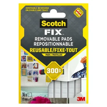 Scotch Fix Removable Adhesive Pads 11mm x 15mm (36 Pads Per Strip) White - 7100263372