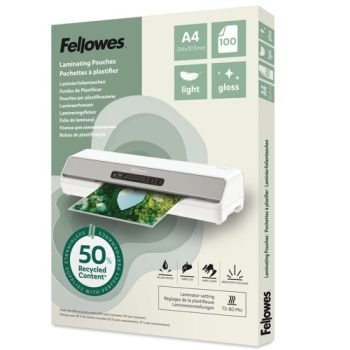 Fellowes Recycled Laminating Pouches A4 Gloss 160 Micron (2x80) 100142987 - Pack 100