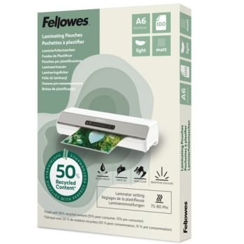 Fellowes Recycled Laminating Pouches A6 Matt 160 Micron (2x80) 100143438 - Pack 100