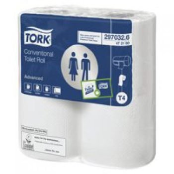 Tork T4 Conventional Toilet Rolls 320 Sheets 2-Ply White 100320 - Pack 36