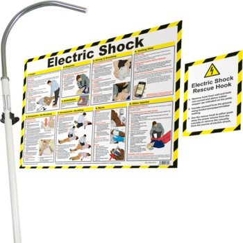 Electric Shock Rescue Hook with Poster and Sign Bundle - Q6011