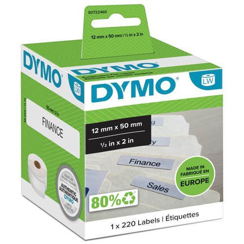 DYMO LW Labels White 12x50mm (Suspension File) S0722460 99017 - Roll