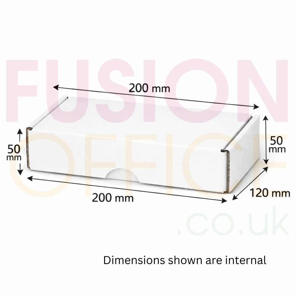 Postal Boxes Internal Size 200x120x50mm White - Pack 50 - Fusion Office UK