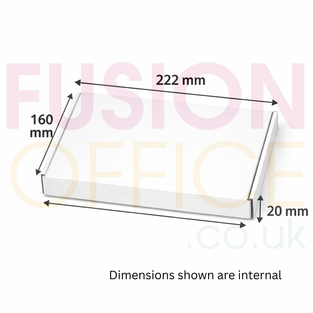 Postal Boxes Internal Size 222x160x20mm White - Pack 50 - Fusion Office UK