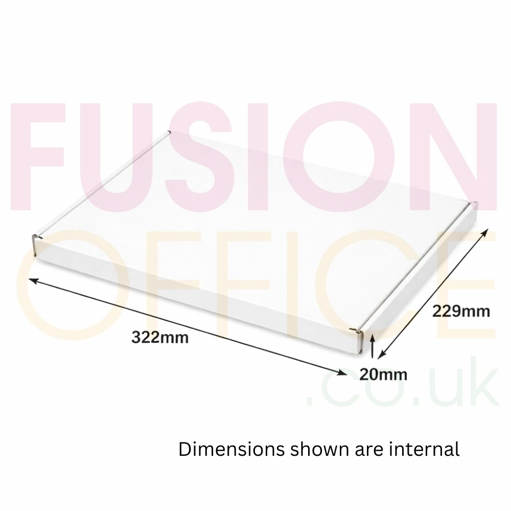 Postal Boxes Internal Size 322x229x20mm White - Pack 50 - Fusion Office UK
