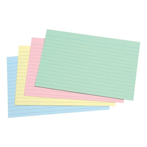Record Cards Ruled 6x4 inch 152x102mm Assorted - 100