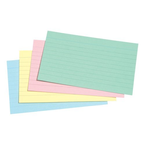 Record Cards Ruled 5x3 inch 127x76mm Assorted - 100