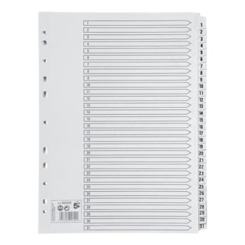 Index Dividers A4 1-31 White A4 Mylar Tabs