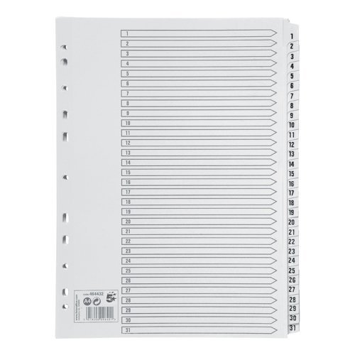 Index Dividers A4 1-31 White A4 Mylar Tabs