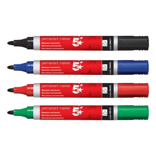 Permanent Markers Assorted Bullet Tip - Pack 4