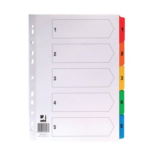 Index Dividers A4 1-5 Colour A4 Mylar Tabs