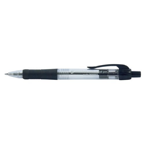 Rubber Grip Pens Black Retractable - Pack 10