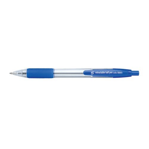 Rubber Grip Pens Blue Retractable - Pack 10