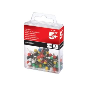 Map Pins 5mm Head Assorted - Pack 100