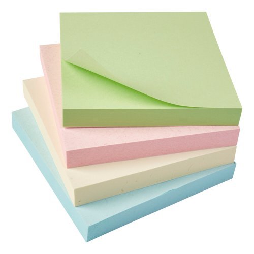 Recycled Sticky Notes 3x3 Pastel 100 Sheets - Pack 12