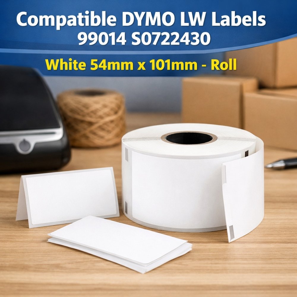 Compatible DYMO LW Labels 99014 S0722430 White 54mm x 101mm Roll - Fusion Office UK